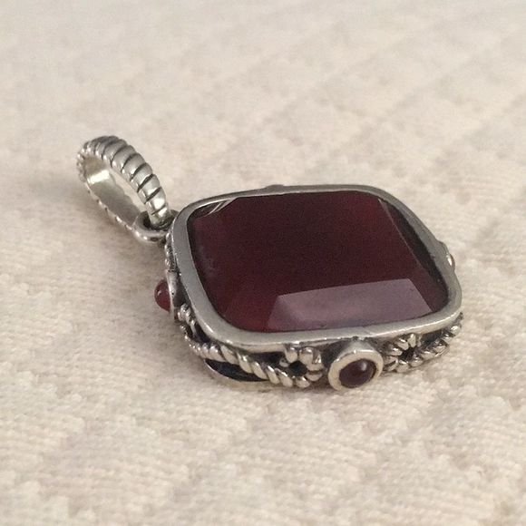 BARSE Sterling Silver Rope Embellished Red Carnelian Pendant - Picture 7 of 11